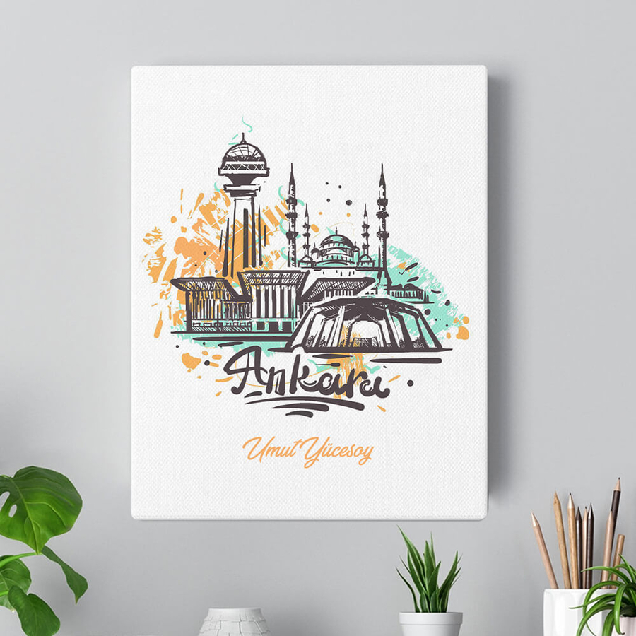Hediyesec - Ankara Temalı İsme Özel Kanvas Tablo
