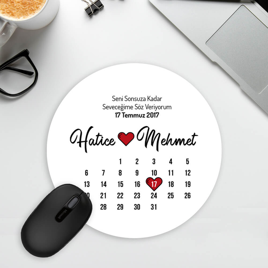 Aşkımızın Yıl Dönümü Tasarımlı Oval Mousepad - 1