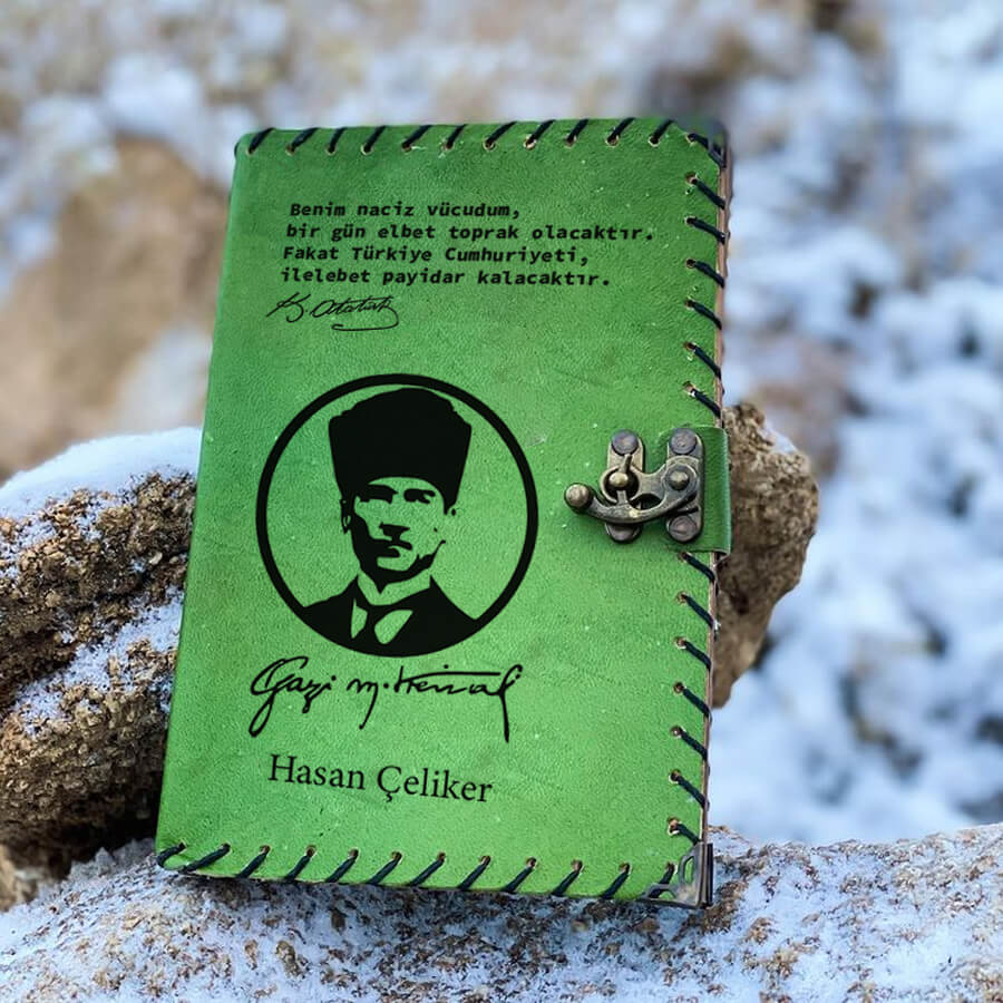 Hediyesec - Atatürk Tasarımlı İsme Özel Deri Defter