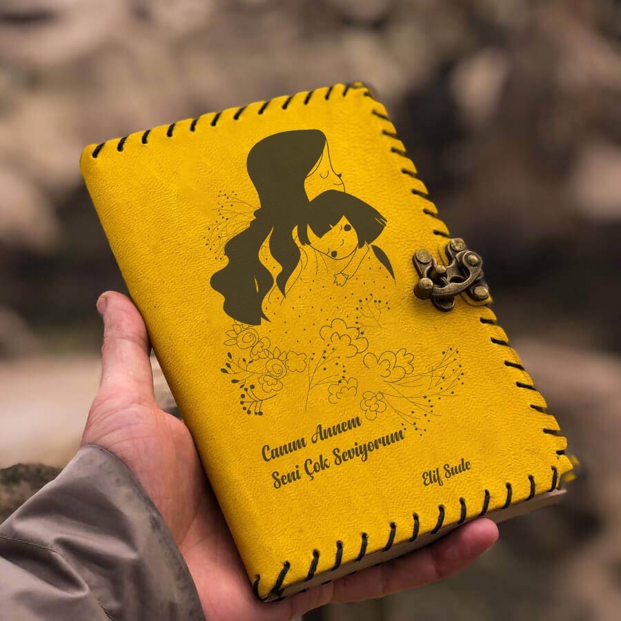 Hediyesec - Canım Annem Tasarımlı Kişiye Özel Deri Defter