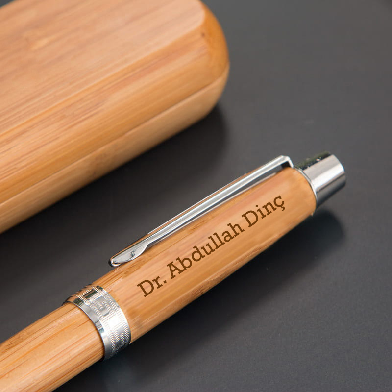 Doktora Hediye İsme Özel Bambu Roller Kalem - 3