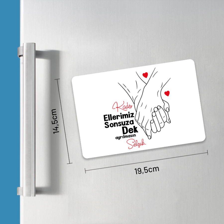Hediyesec - El Ele Sevgililer Tasarımlı Magnet 14,5x19,5 cm