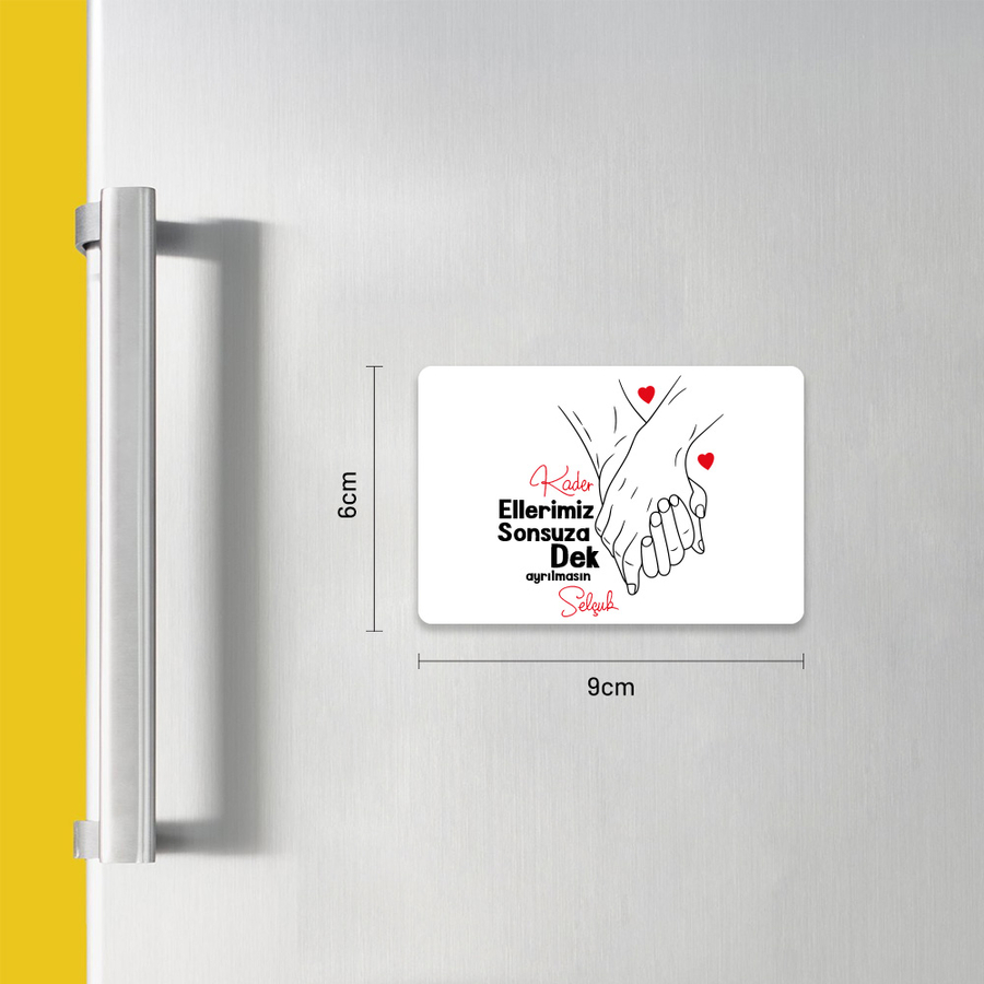 Hediyesec - El Ele Sevgililer Tasarımlı Magnet 6 x 9cm