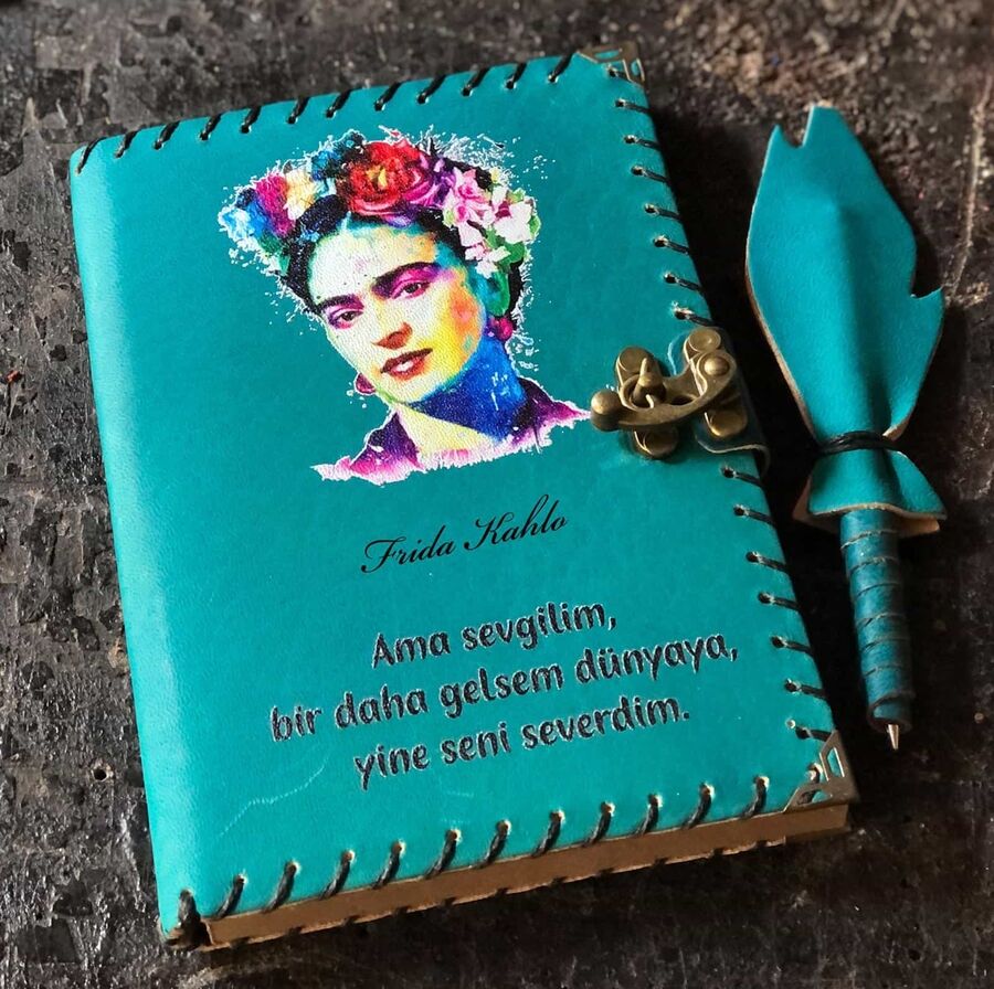 Frida Kahlo Tasarımlı Deri Defter - Hediyesec