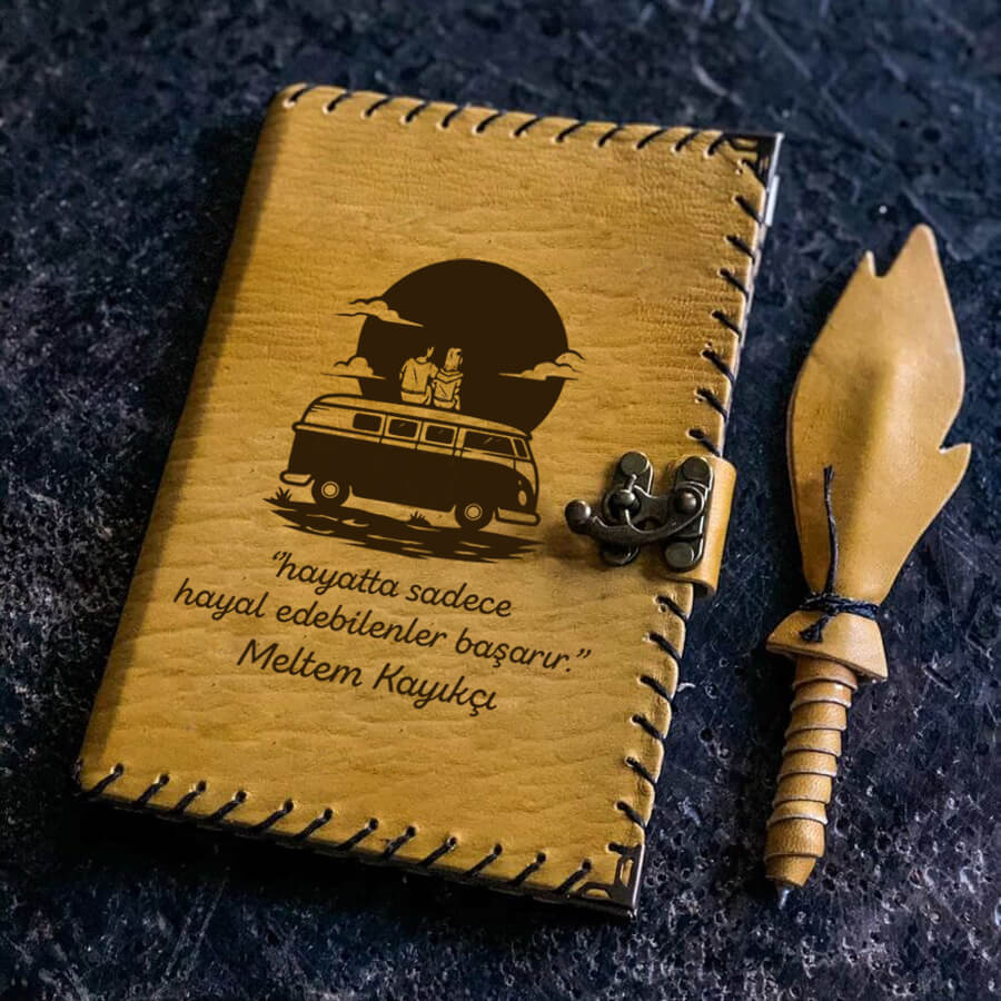 Hediyesec - Hayal Edebilenler Başarır İsme Özel Deri Defter