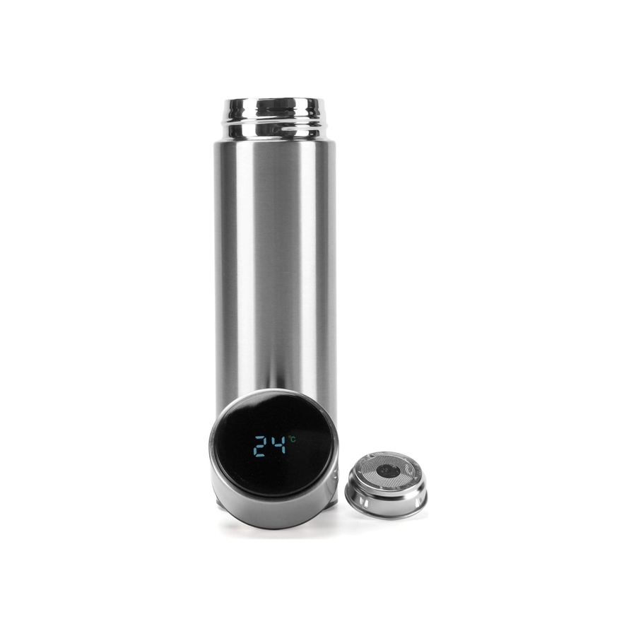 İmza Tasarımlı İsme Özel Dijital Sıcaklık Göstergeli Çelik Termos Gümüş - 2