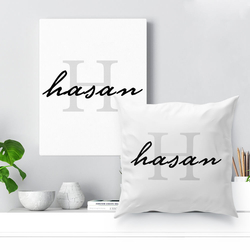 İsme Özel Baş Harf Tasarımlı Yastık & Kanvas Set - Hediyesec