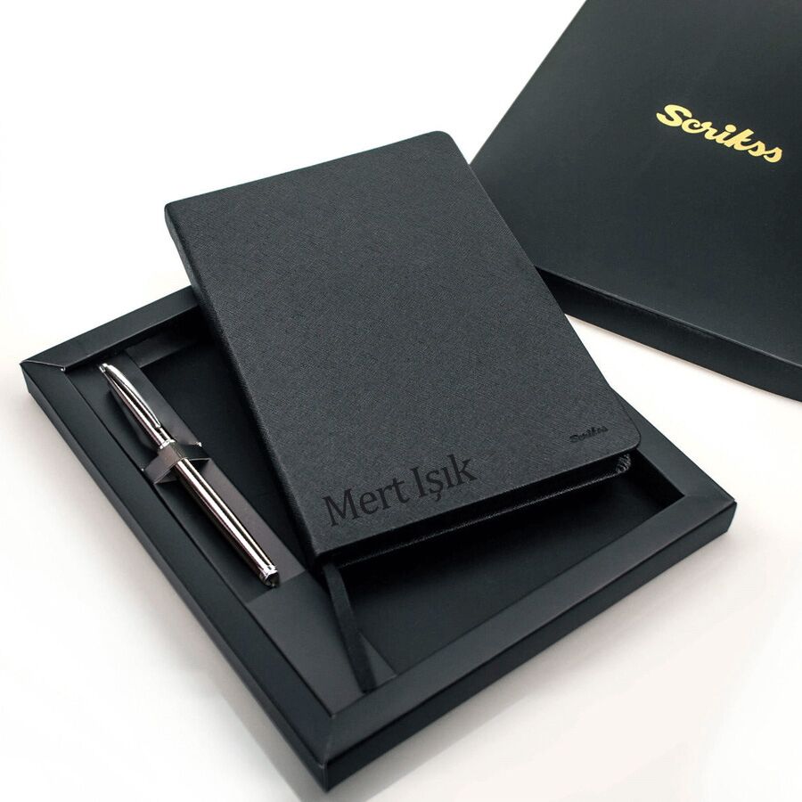 Scrikss - İsme Özel Scrikss Deri Defter ve Kalem Set