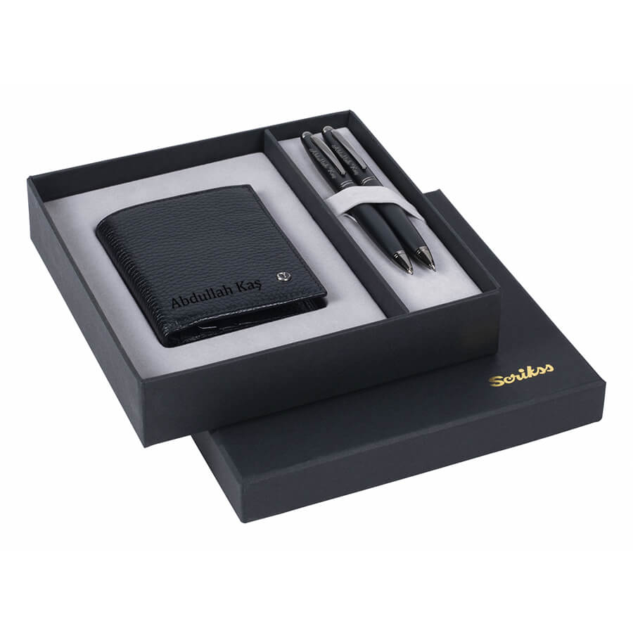 Scrikss - İsme Özel Scrikss Kalem Set & Deri Comfort Cüzdan
