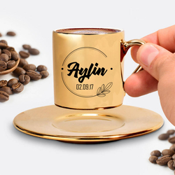 İsme Özel Tasarım Gold Kahve Fincanı 