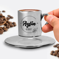 İsme Özel Tasarım Gümüş Kahve Fincanı 