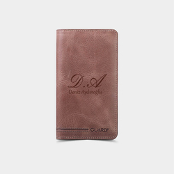 İsme Özel Telefon Girişli Antik Kahverengi Deri Unisex Cüzdan - Hediyesec