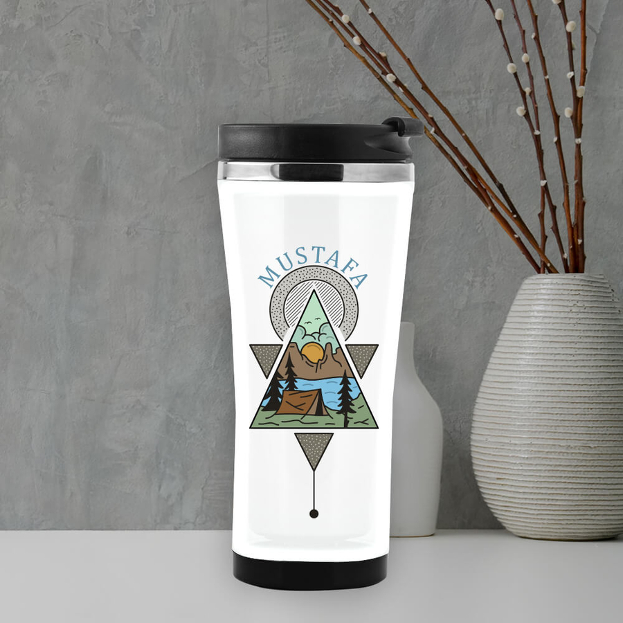 Hediyesec - Kamp ve Doğa Temalı İsme Özel Termos Mug