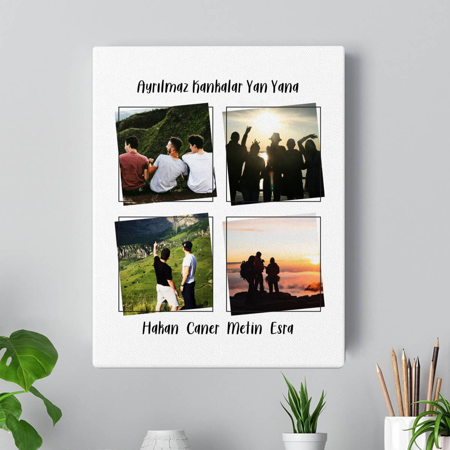 Hediyesec - Kişiye Özel 4 Fotoğraflı Kanvas Tablo