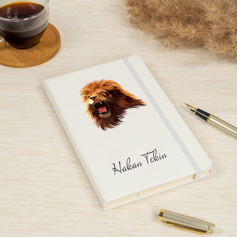 Hediyesec - Kişiye Özel Aslan Tasarımlı Deri Defter