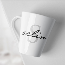 Kişiye Özel Baş Harf Tasarımlı Konik Kupa - Hediyesec