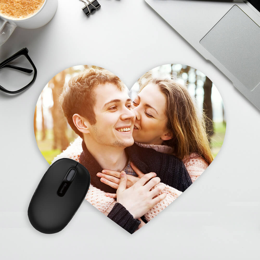 Kişiye Özel Fotoğraflı Kalp Mousepad - Hediyesec