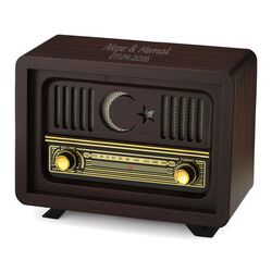 Hediyesec - Kişiye Özel Nostaljik Ahşap Radyo Ay Yıldız