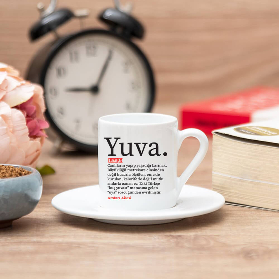 Hediyesec - Lügatçe Yuva İsme Özel Türk Kahvesi Fincanı