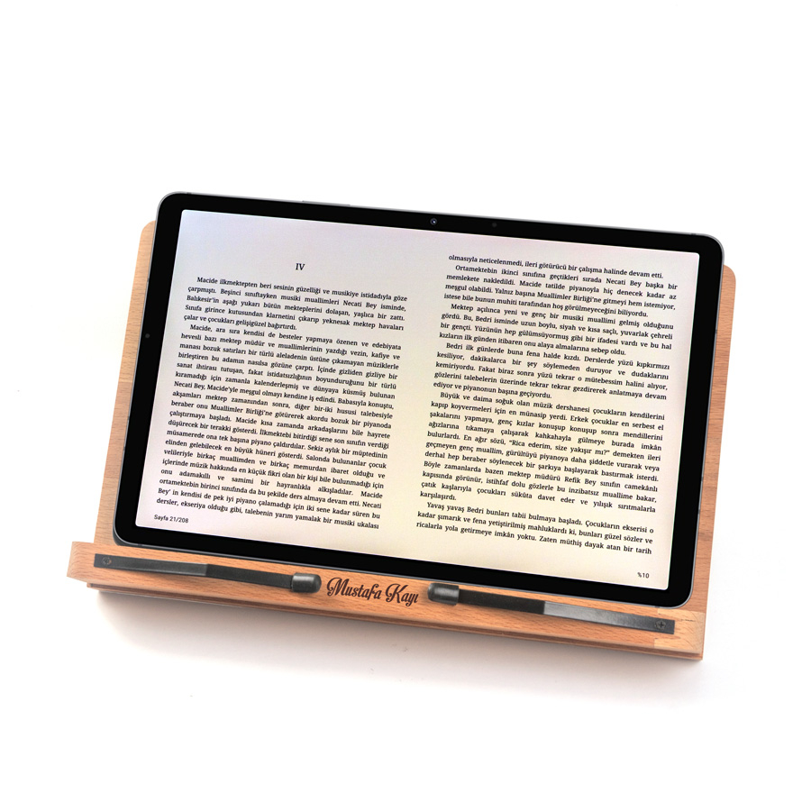 Masif Ağaç Cilalı Ayarlanabilir Kişiye Özel Tablet ve Kitap Okuma Standı - 2