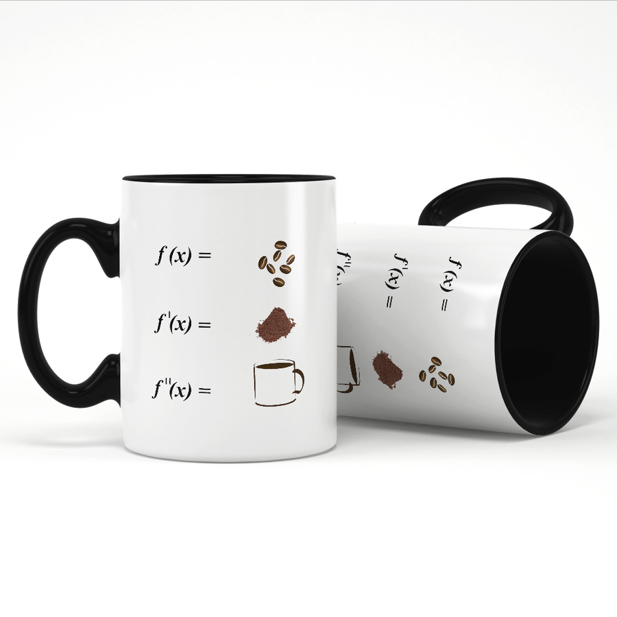 Hediyesec - Matematik ve Kahve Temalı Siyah Kupa Bardak