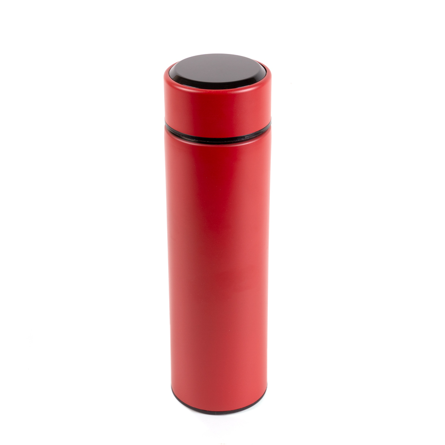 Minimal Harf Tasarımlı Sıcaklık Göstergeli Çelik Termos Kırmızı - 2
