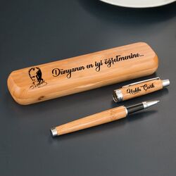 Öğretmene Hediye Bambu Roller Kalem - Thumbnail