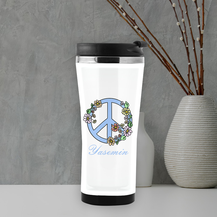 Peace Barış Logolu İsme Özel Mug - 1