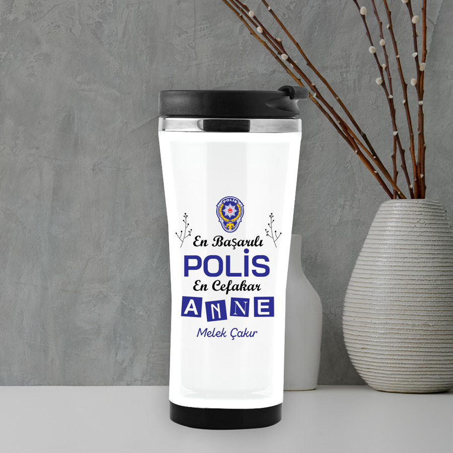 Hediyesec - Polis Anneye Hediye İsme Özel Termos Mug