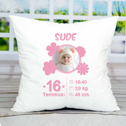 Yeni Doğan Kız Bebeğe Özel Fotoğraflı Yastık - Hediyesec