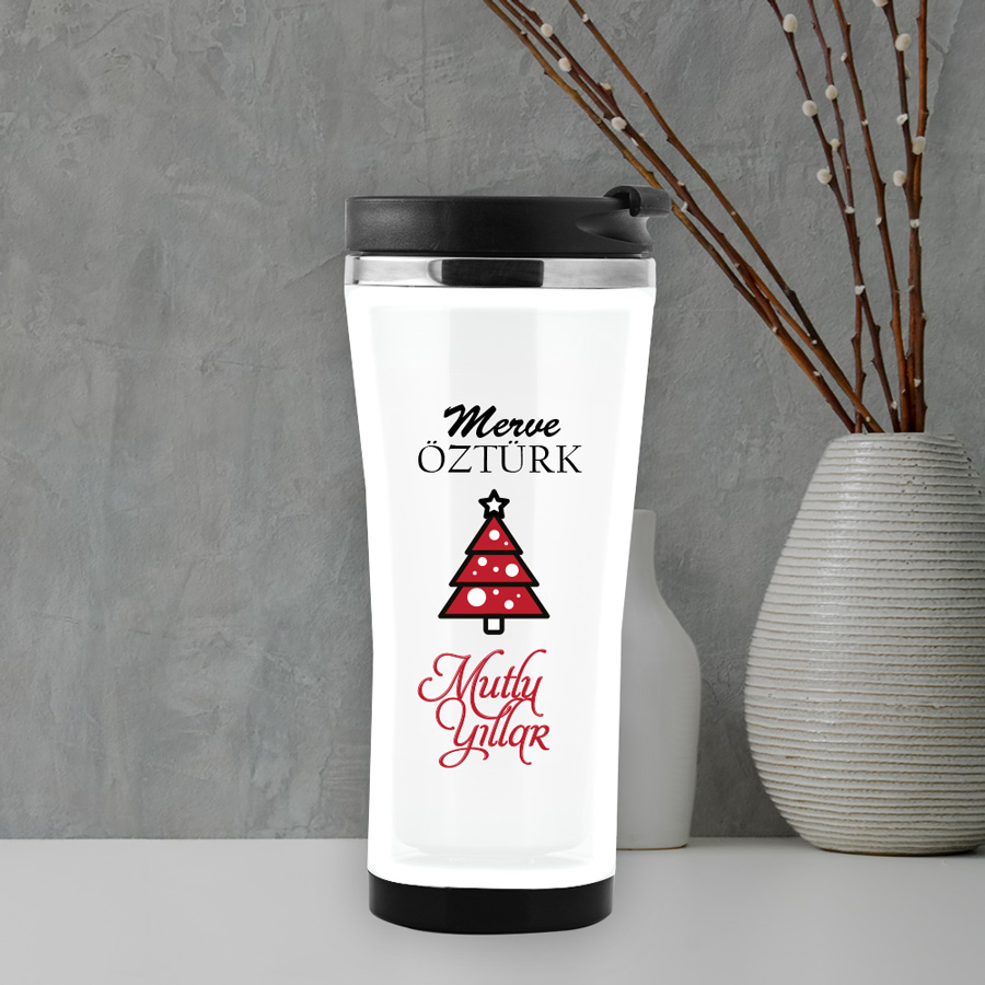 Hediyesec - Yılbaşı Tasarımlı İsme Özel Termos Mug